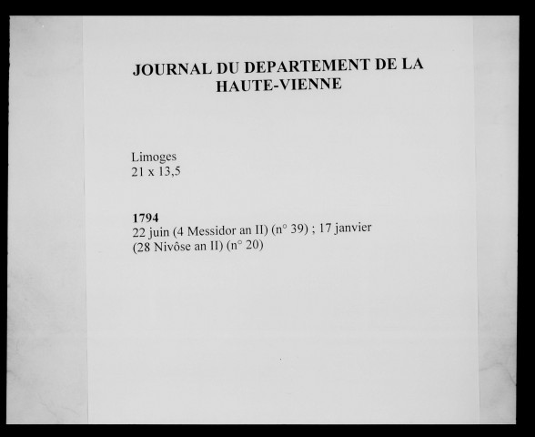 Journal du département de la Haute-Vienne