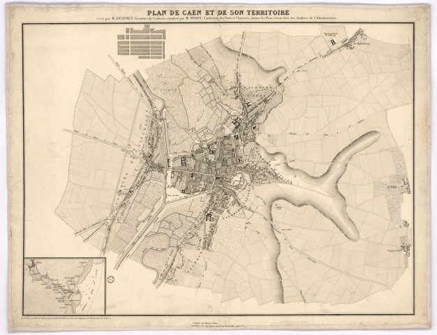 Plan de Caen et de son territoire, par Desprez et Morel