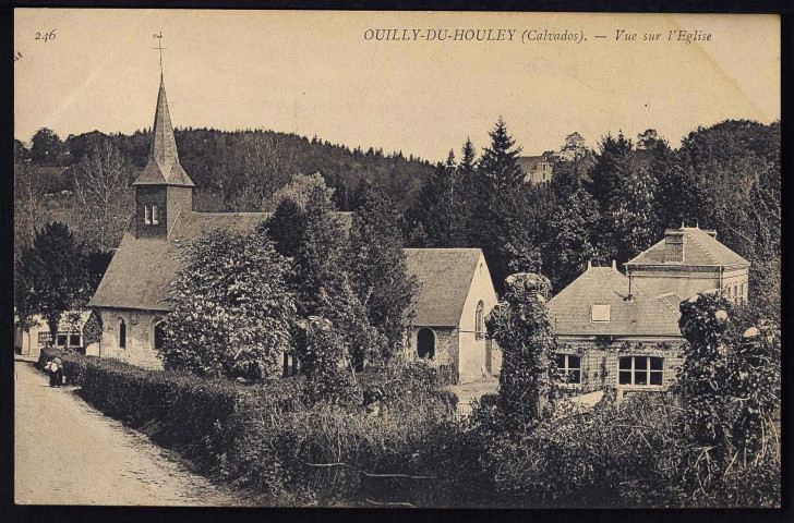 Ouilly-du-Houley : Vue de l'église (n°1) Château (XVIe et XVIIe siècle) (n°2 à 4, 5 à 6, 8) Villa du Clos Gallet (n°7)