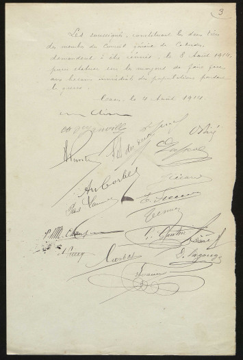 Les signatures manuscrites des conseillers généraux figurent sur ce document.