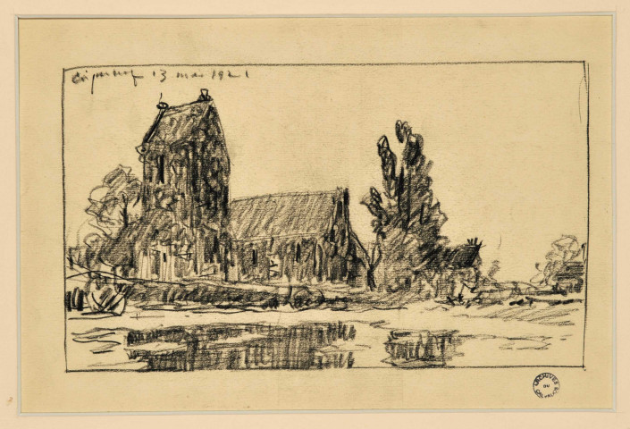 "Cricqueboeuf, 13 mai 1921", église, par Frank Boggs