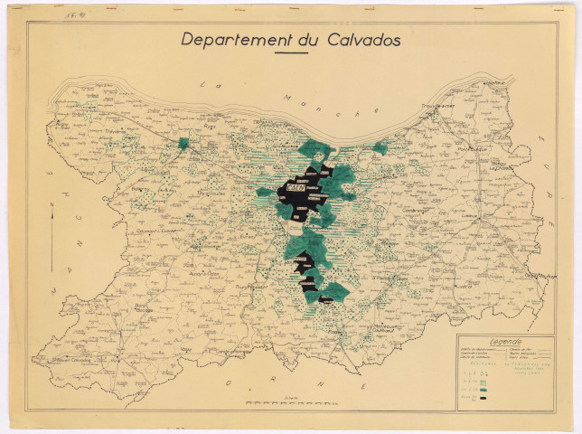 Carte de répartition des lieux de résidence du personnel de la SMN dans le Calvados.