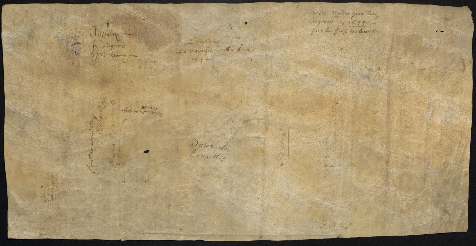 Fief de Loucelles à Cornières (alias Anctoville) appartenant à Regné de La Motte, seigneur du Lieu et de Loucelles : aveu d'un ténement par Jean Le Gros