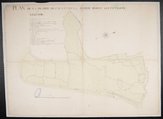 Plan de la prairie de Caen et de rivière d'Orne qui l'entoure