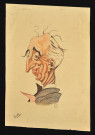 Caricature d'homme politique, portrait 3/4 gauche, par Lang