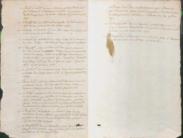 Inventaire des titres, paraphé par l'abbé de la Rue