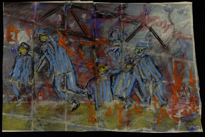 Déportés pris au piège dans la grange de Gardelegen (dessin n°49).