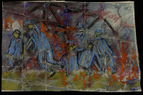 Déportés pris au piège dans la grange de Gardelegen (dessin n°49).