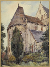 Caen, église Saint-Nicolas, vue de l'abside depuis le cimetière, par l'abbé Jean Daligault
