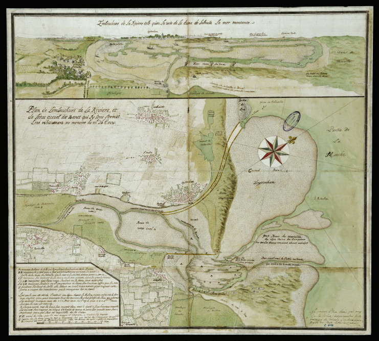 Plan de l'embouchure de l'Orne par l'ingénieur de La Londe, 18ème siècle, AD14, C/4124