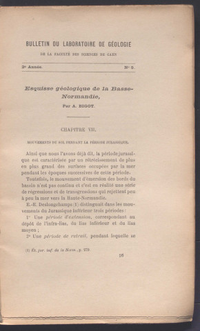 Bulletin du laboratoire de géologie de la faculté des sciences de Caen