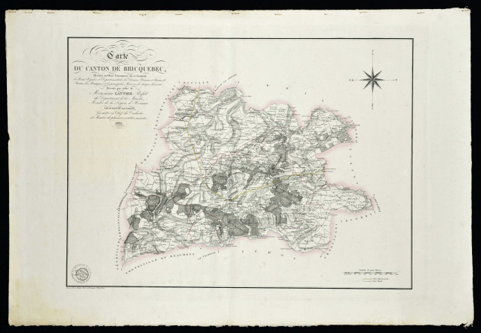 Carte du canton de Bricquebec (Manche). Bitouzé Dauxmesnil