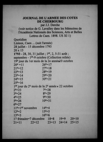 Journal de l'Armée des Côtes de Cherbourg