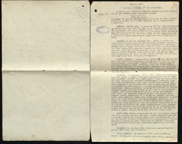 Etats des lieux des immeubles réquisitionnés, à la demande de l'armée anglaise (11 juillet-23 août 1944)