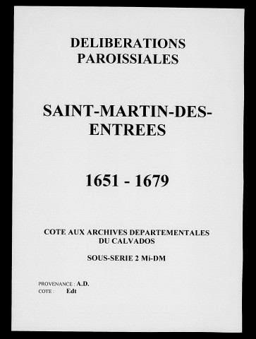 Saint-Martin-des-Entrées (1651-1666, 1779, an IX-1831, 1837-1919)