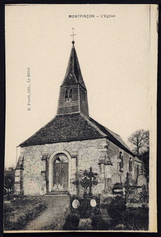 Montpinçon : Eglise (et le tableau de Sainte Wilgeforte) (n°1 à 6) Le Monument aux morts (n°7) Le Billot (et la Poste, l'épicerie R.Poret) (n°8 à 12)