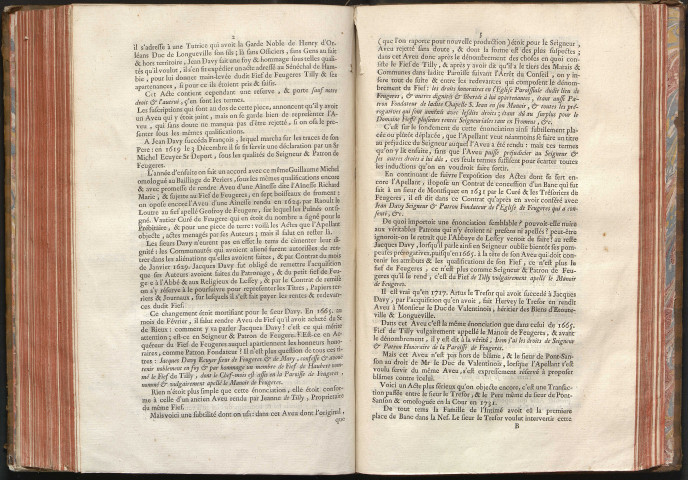 Factum pour Messire Pierre de Guesnon de Pontsanson, seigneur de Feugères (Manche) contre Jacques-François Le Trésor, seigneur de Tilly en Feugères...