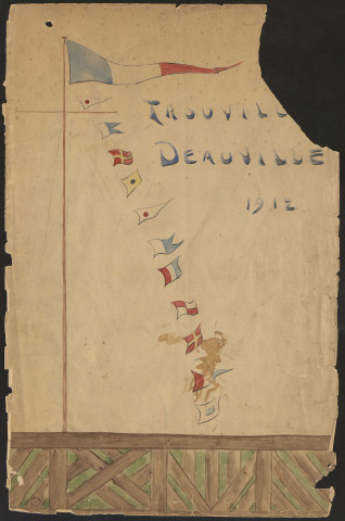 Caricatures de personnages mondains et notables de Trouville et de Deauville en 1912, probablement par Sem (Georges Goursat, dit).
