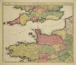 Carte de l'ouest de la France et d'une partie de l'Angleterre (Tabula nova complectens Praefacturas Normanniae et Britanniae, una cum Angliae...) par Visscher cartographe graveur