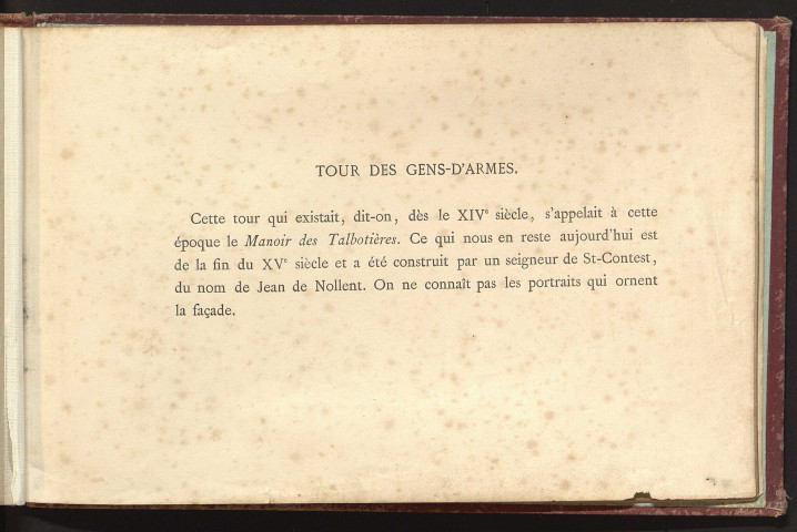 Tour des Gens-d'Armes, Manoir des Talbotières (Caen), par Jean Nicolas Karren