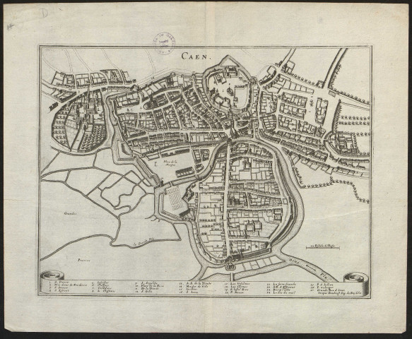 Plan de Caen, par Jacques Gomboust