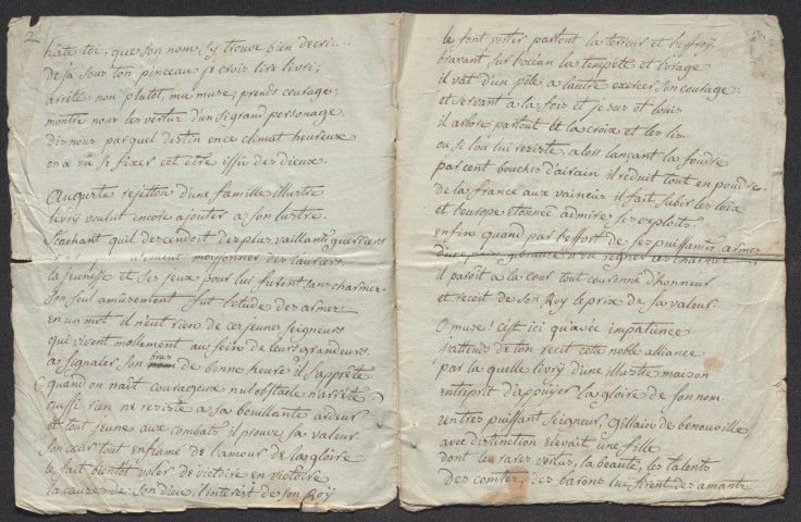 Chartrier de Bénouville ? : deux poèmes d'Adam Dulongpray, vicaire de Bénouvlle (1783 ; château de Bénouville) ; inventaire des aveux au XVIIIe s. du fief de Cainet à Cainet (XVIIIe s.)