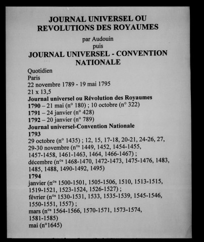 Journal universel ou Révolutions des royaumes
