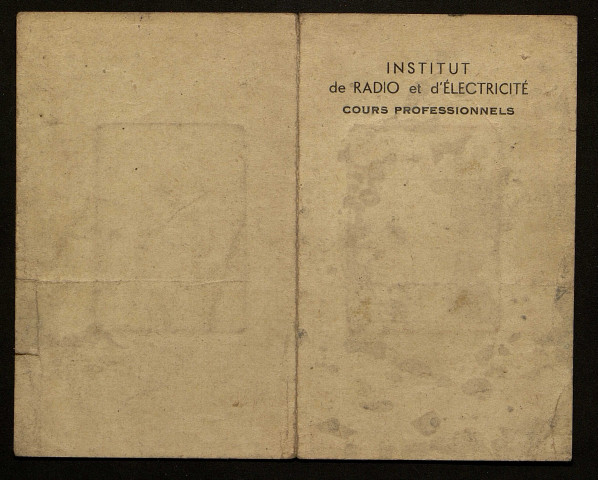 Cours d'électro-radio-technicien. Carte d'inscription (André Lecourt)