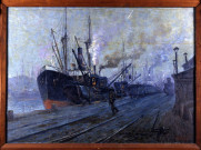 'Le port de Caen : effet de brume", par Géo Lefèvre (Lefèvre, Georges Auguste Eugène, dit)