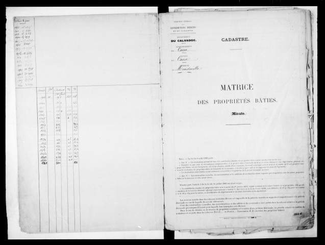matrice cadastrale des propriétés bâties, 1911-1963, 1er vol. (cases 1-442)