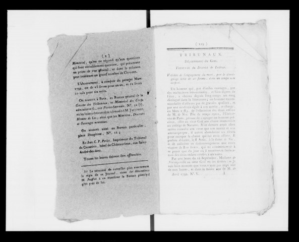 Gazette des tribunaux et mémorial des corps administratifs et municipaux