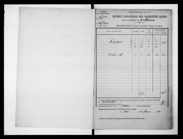 matrice cadastrale des propriétés bâties