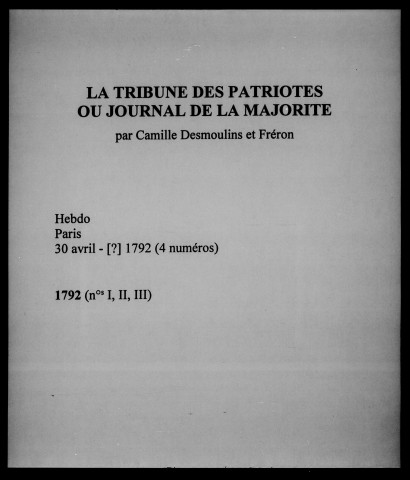 Tribune des Patriotes ou Journal de la majorité (La)