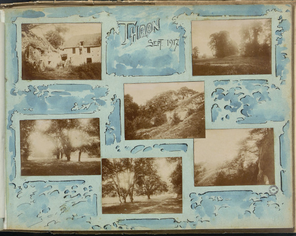 Eglise de Thaon (photos n°109 à 113) ; ferme détruite et paysage (photos n°172 à 177)