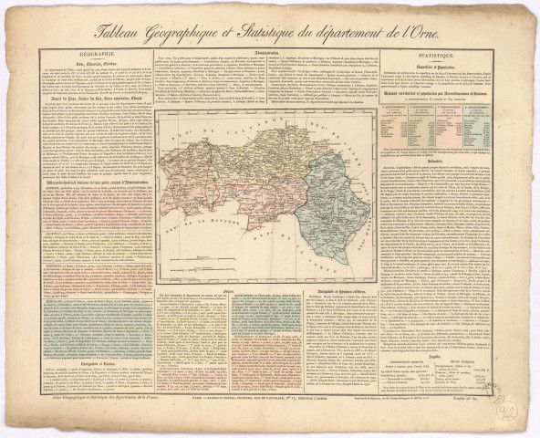 Tableau géographique et statistique du département de l'Orne (extrait de l'Atlas géographique et statistique des départements de la France)