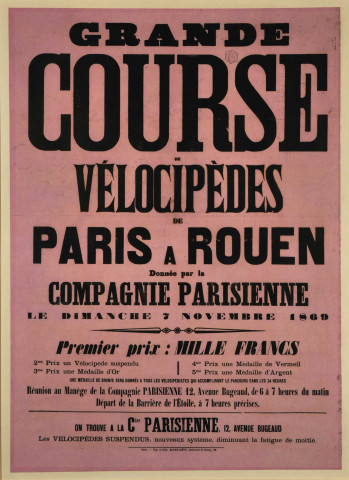 Compagnie Parisienne, course de vélocipède de Paris à Rouen