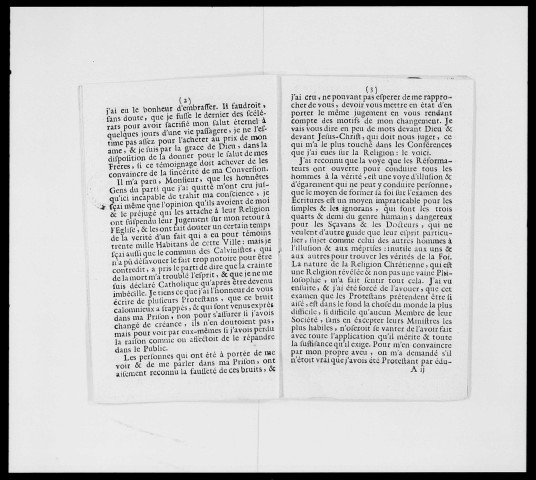 "Lettre de Monsieur Molines, dit Fléchier, autrefois ministre protestant à un de ses amis du 20 mai 1752, avec son abjuration faite dans la citadelle de Montpellier le 30 avr. précédent"