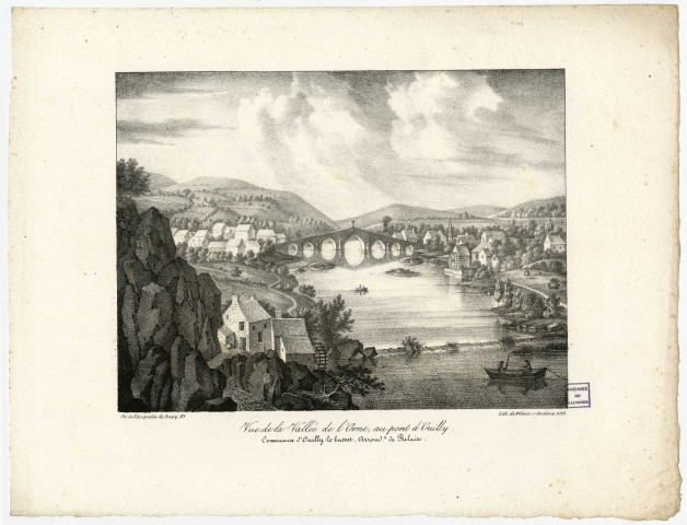 Vue de la vallée de l'Orne, au pont d'Ouilly. Commune d'Ouilly-le-Basset. Par Charles de Vauquelin de Sacy et Villain