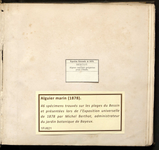 Alguier marin de M. Bertot. 39 planches, 46 spécimens. Exposition universelle de 1878