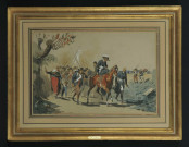 Scène de la guerre des Chouans, 1792-1793 : "Madame de Lescure conduite par La Rochejacquelin", par Septime Le Pippre.
