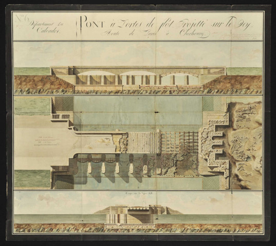 Plans grands formats et à plat du pont à construire au Petit Vey