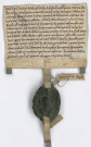 Henri II évêque de Bayeux confirme les biens de l'abbaye, dont ceux donnés par Gilbert de Villers, avec 3 sceaux dont un très bien conservé.