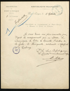 Le sous-préfet de Pont-l'Evêque informe le préfet du Calvados que l'éditeur d'Emile Zola résiderait à Houlgate ou à Cabourg.