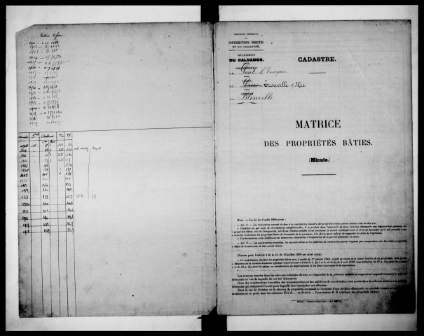 matrice cadastrale des propriétés bâties, 1911-1962, 1er vol. (cases 1-243)