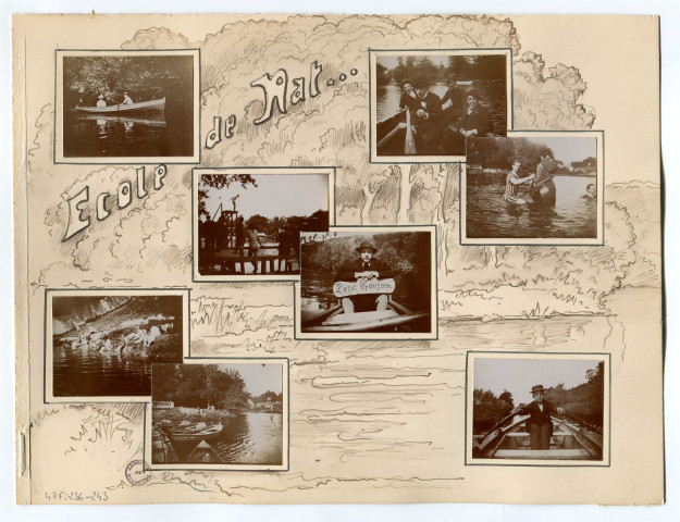 Ecole de natation, promenade en barque, jeux et lavandières sur l'Orne (photos n°236 à 243)