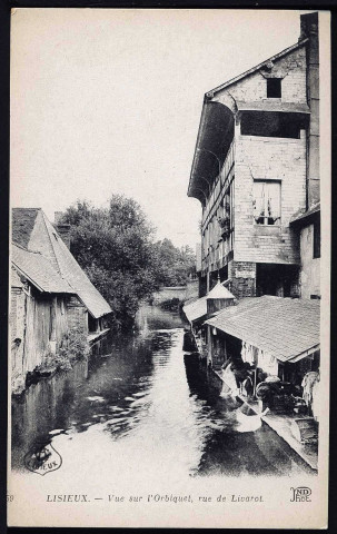 L'Orbiquet et rue de Livarot, rue d'Orbec, ferme, Manoir d'Aubichon