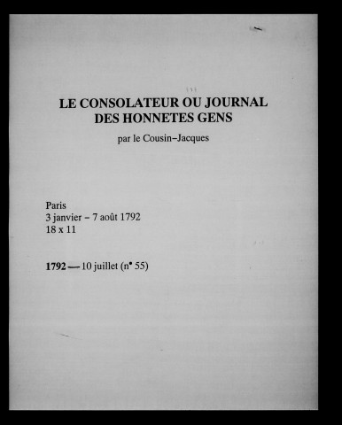 Consolateur ou Journal des Honnêtes gens (Le)