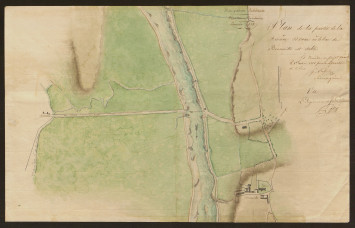Plan du bac à Bénouville, mai 1818, AD14, 3S/13