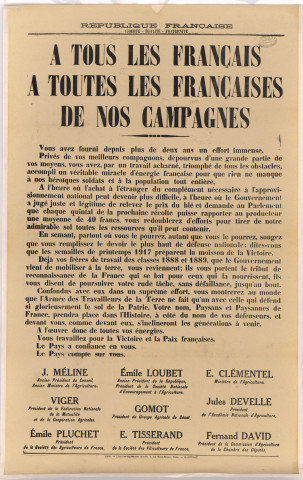 Appel à tous les français et françaises des campagnes.