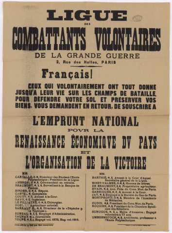 Ligue des Combattants Volontaires de la grande Guerre.